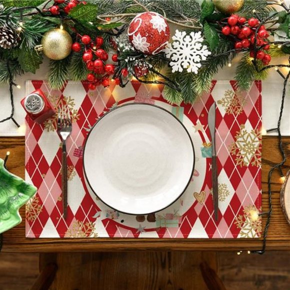 Nutcracker Placemats Christmas Decor Red Xmas Holiday Table Decorations Set 4 - Picture 5 of 8